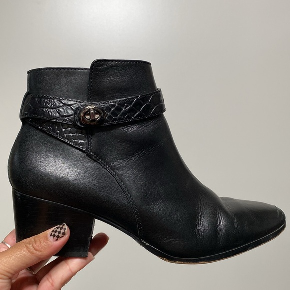 Coach Patricia Black Leather Ankle Booties - Picture 1 of 17